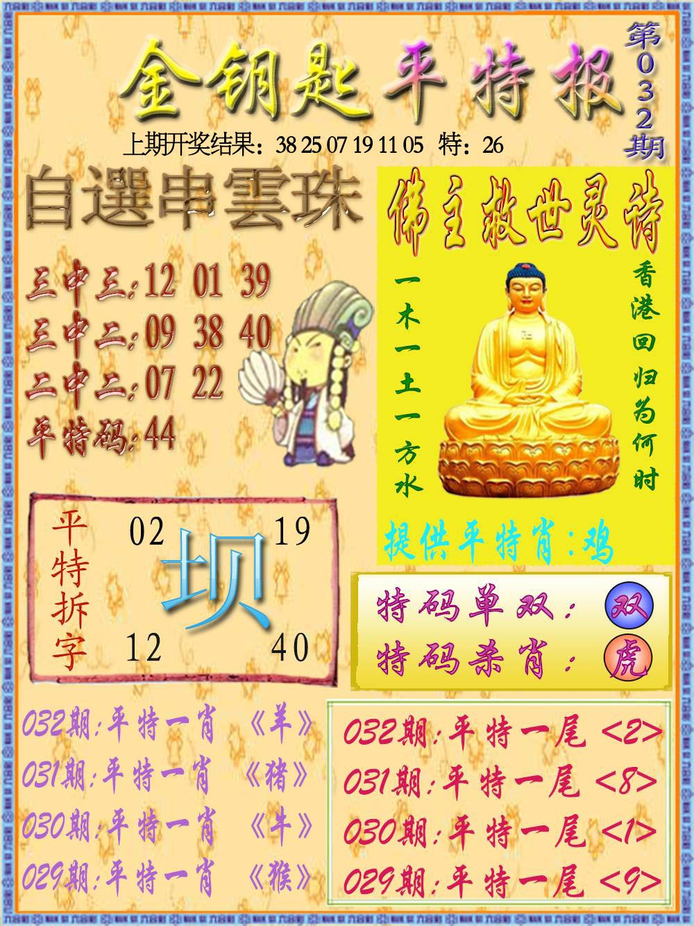 032期金钥匙平特报[图]