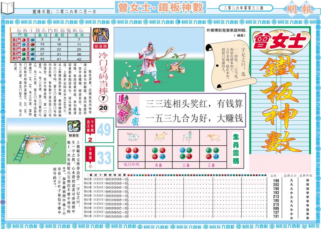 032期曾女士铁板神数A[图]