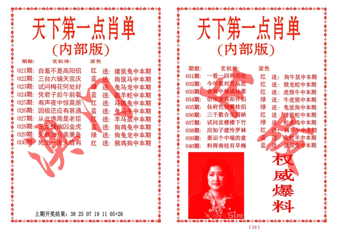 032期天下第一单肖单[图]