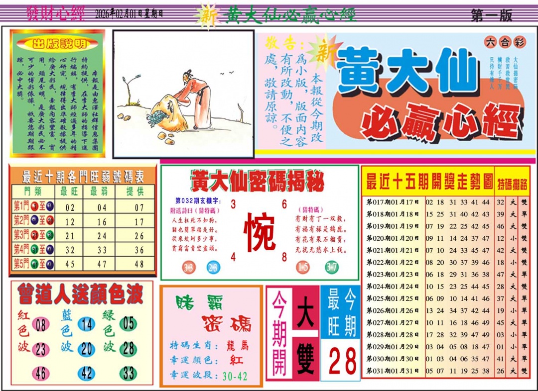 032期黄大仙必赢心经A[图]