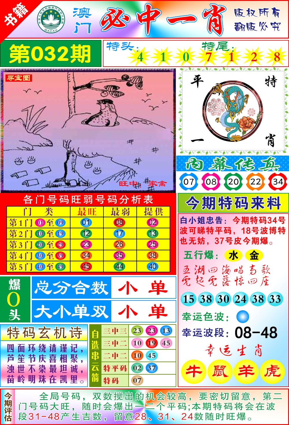 032期澳门玄机一特[图]