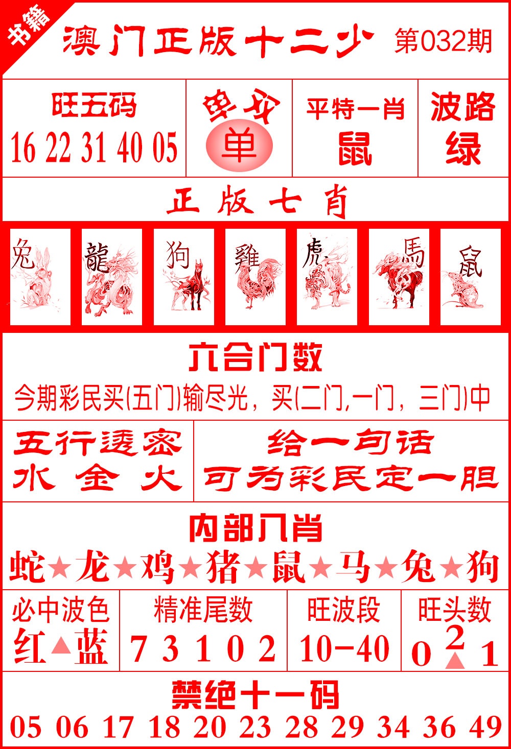 032期澳门十二少[图]