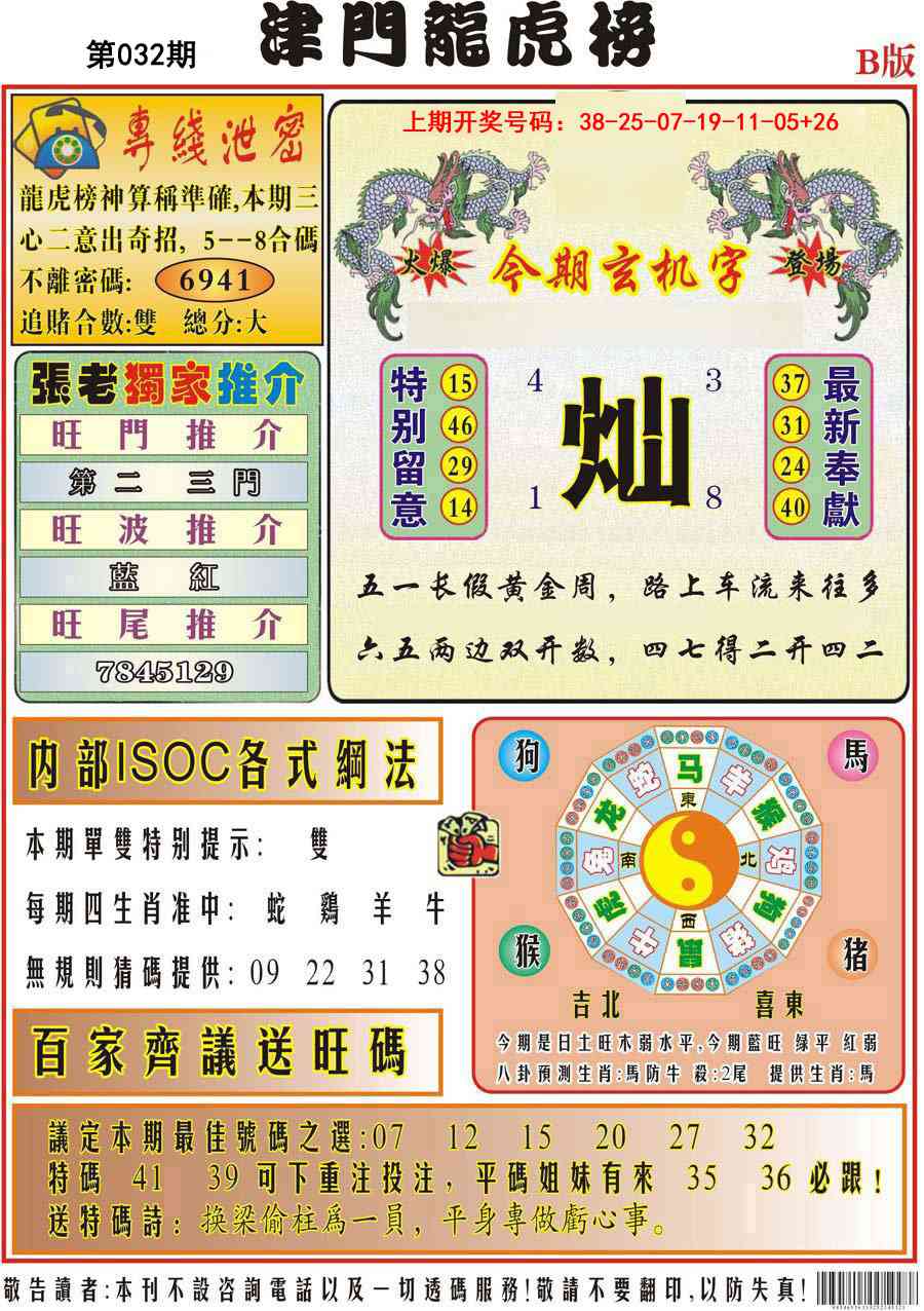 032期津门龙虎榜B[图]