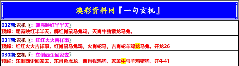 032期澳门一句玄机[图]
